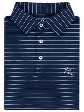 Rhoback Captain Stripe Performance Polo in Fleet Navy/White
